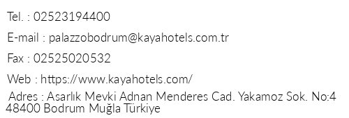 Kaya Palazzo Resort & Residences Le Chic Bodrum telefon numaralar, faks, e-mail, posta adresi ve iletiim bilgileri